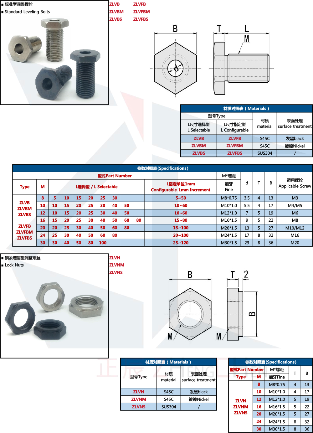 Leveling Bolts with hole and nut LVB LVBM LVBS from China manufacturer