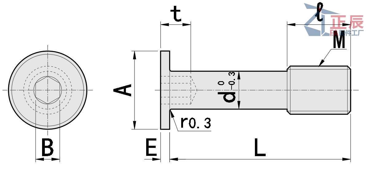 Vis captives en acier inoxydable &agrave; t&ecirc;te extra basse &agrave; entra&icirc;nement hexagonal GUTBG 