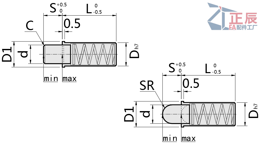 Flangia in acciaio inox Pressori a molla Micro corti MPFS